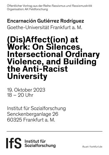 [ENTFÄLLT!] »(Dis)Affect(ion) At Work: On Silences, Intersectional ...